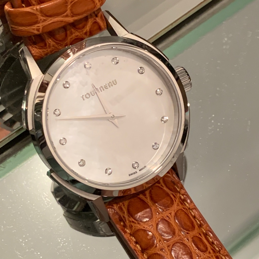 Diamond Tourneau Alligator  Mother Of Pearl Watch